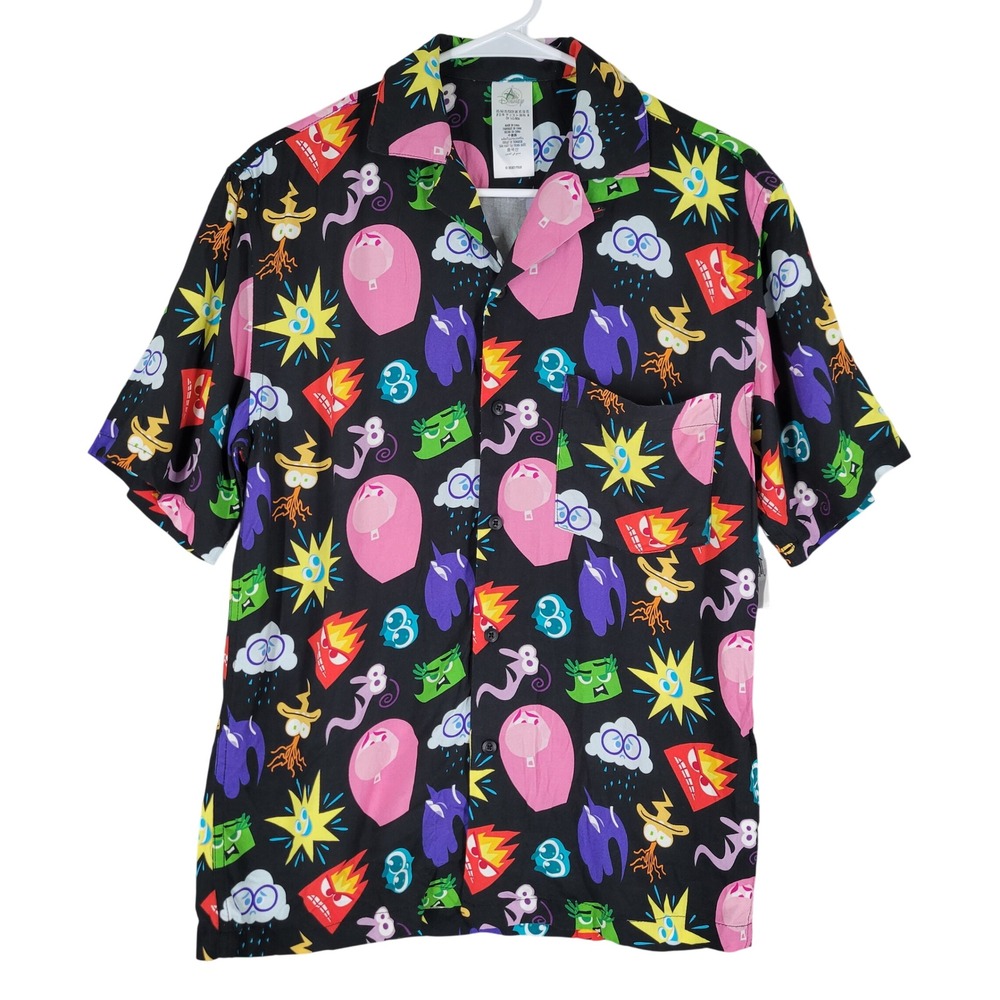 Disney Parks 2024 Pixar Inside Out 2 Button Down Camp Shirt XS All Over Print